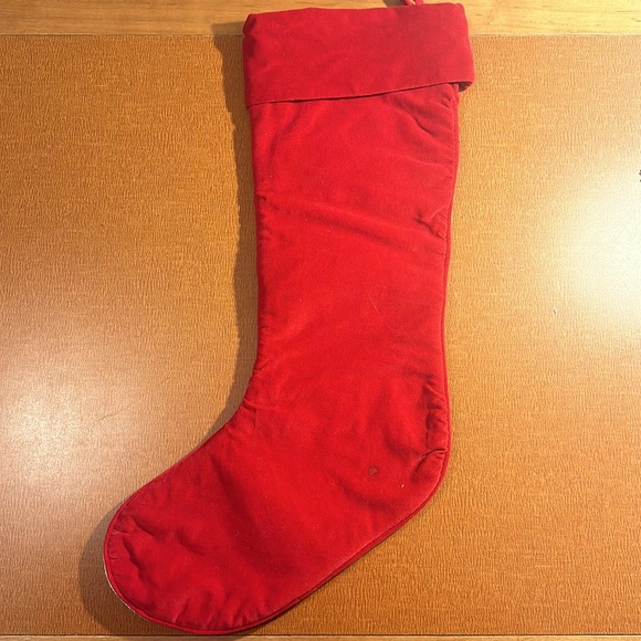 Santa Wool Embroidered Stocking with Red Velvety Fabric - Picture 5 of 6
